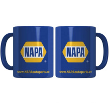 Taza azul personalizada de moda con impresión de calcomanías